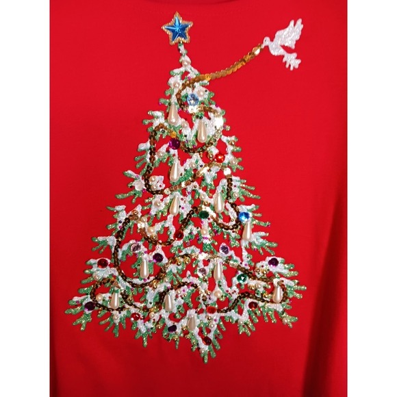 Vintage Christmas Y2K Laura Rogers Originals‎ Hand Panted Top Size M - Picture 2 of 5